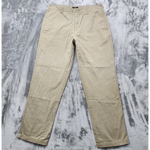 Calvin Klein Pants Mens 34X30.5* Tan Khaki Flat Front Chino Straight Leg Preppy - Picture 1 of 12